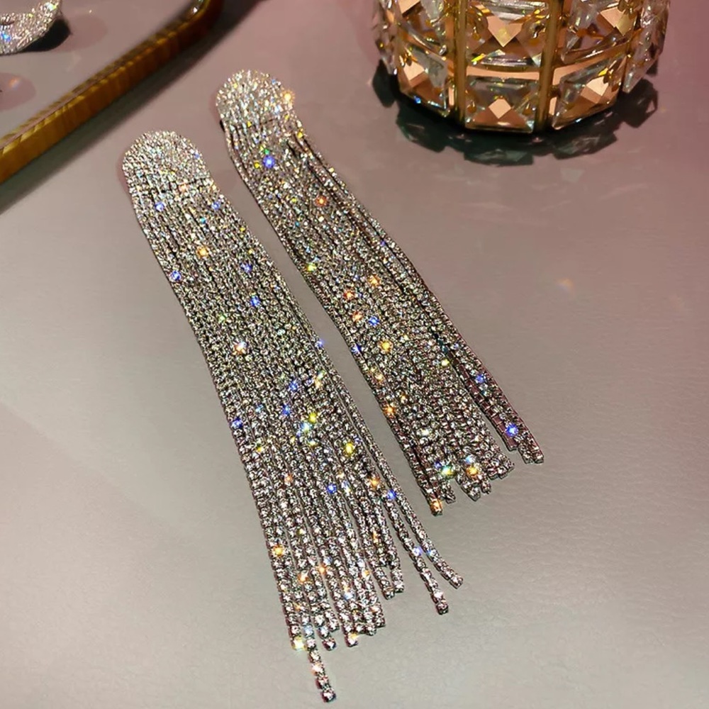 Lovely star long earrings gold or silver - Picture 2 of 3